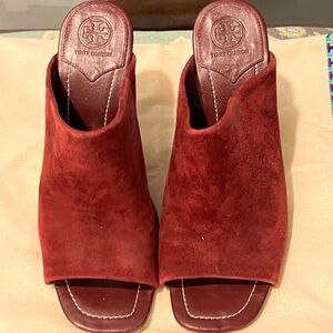 Tory Burch suede heeled mules size 9